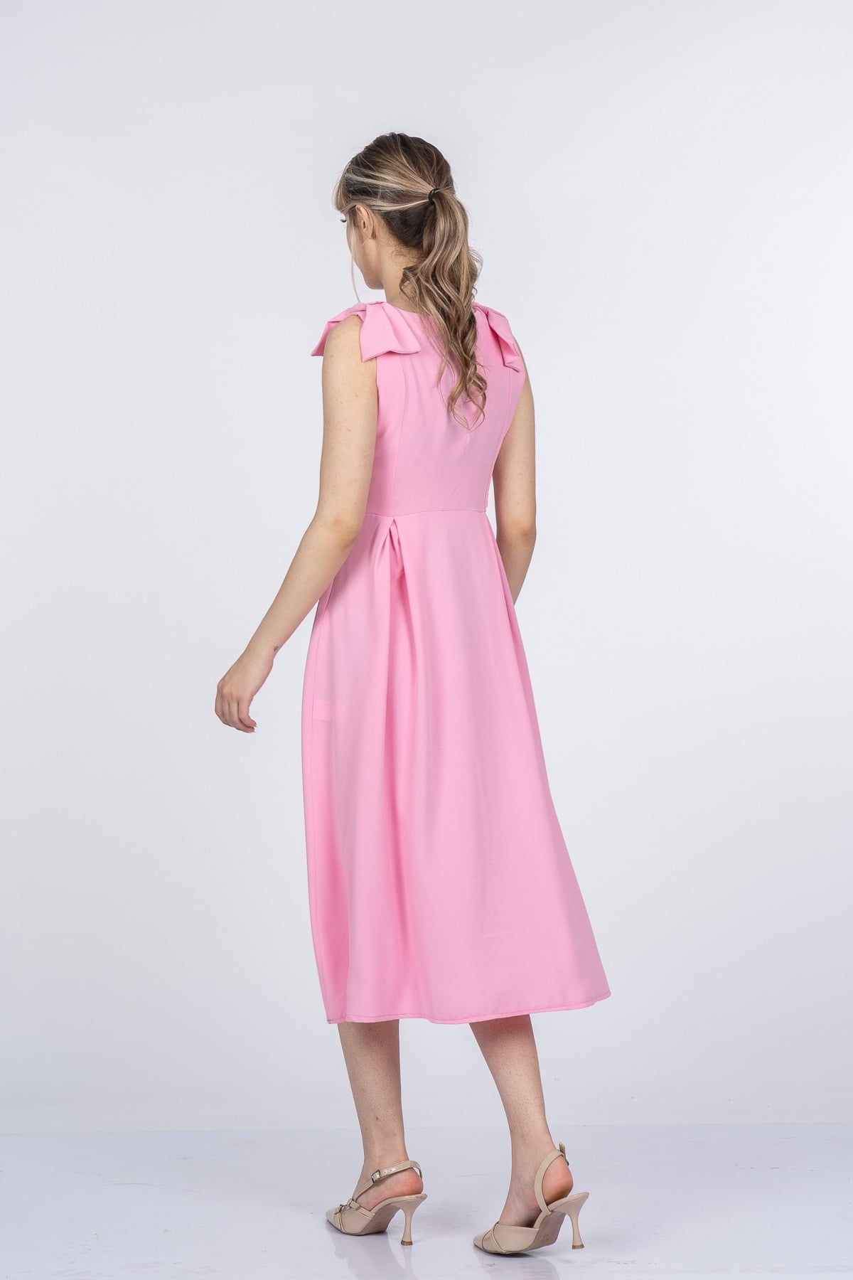 Noemi Soft Kumaş Omuz Fiyonklu Elbise 50407