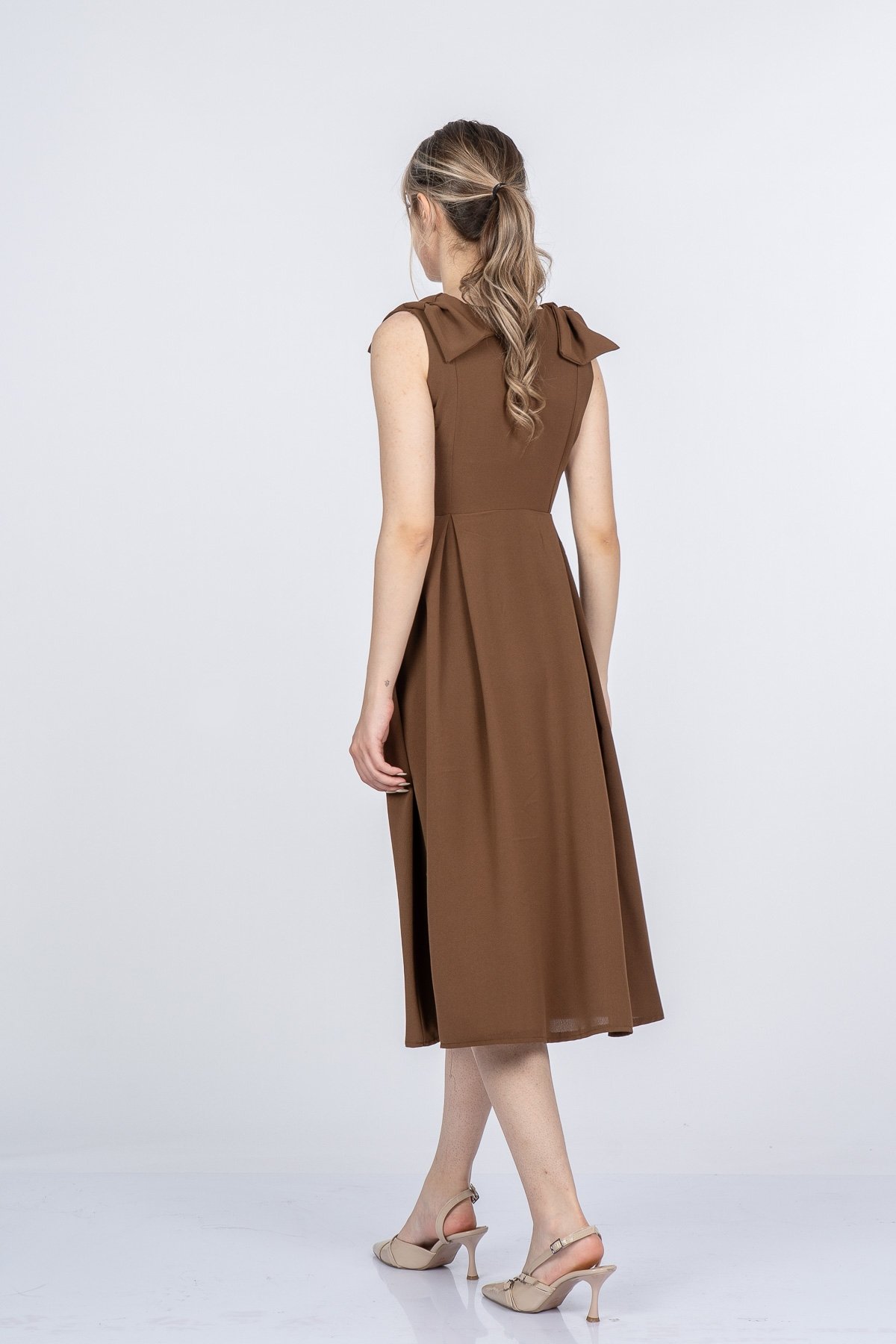 Noemi Soft Kumaş Omuz Fiyonklu Elbise 50407