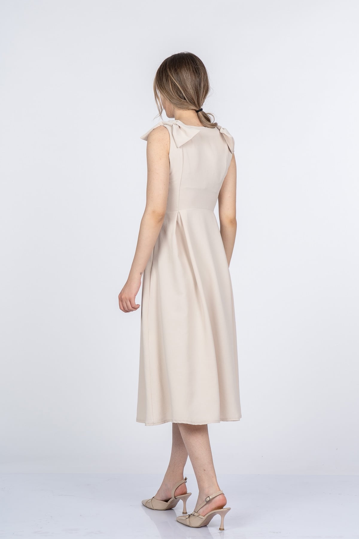 Noemi Soft Kumaş Omuz Fiyonklu Elbise 50407