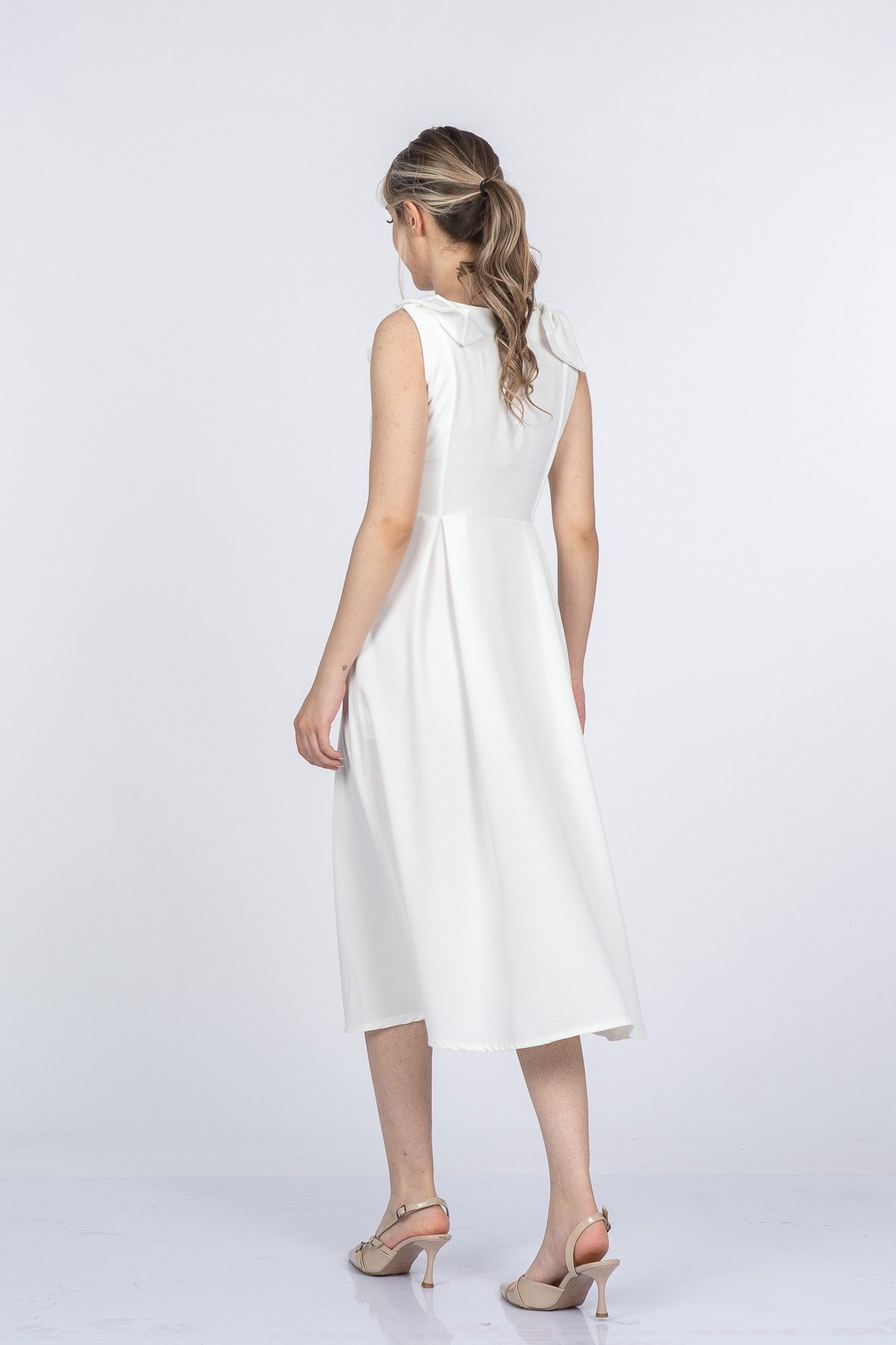 Noemi Soft Kumaş Omuz Fiyonklu Elbise 50407