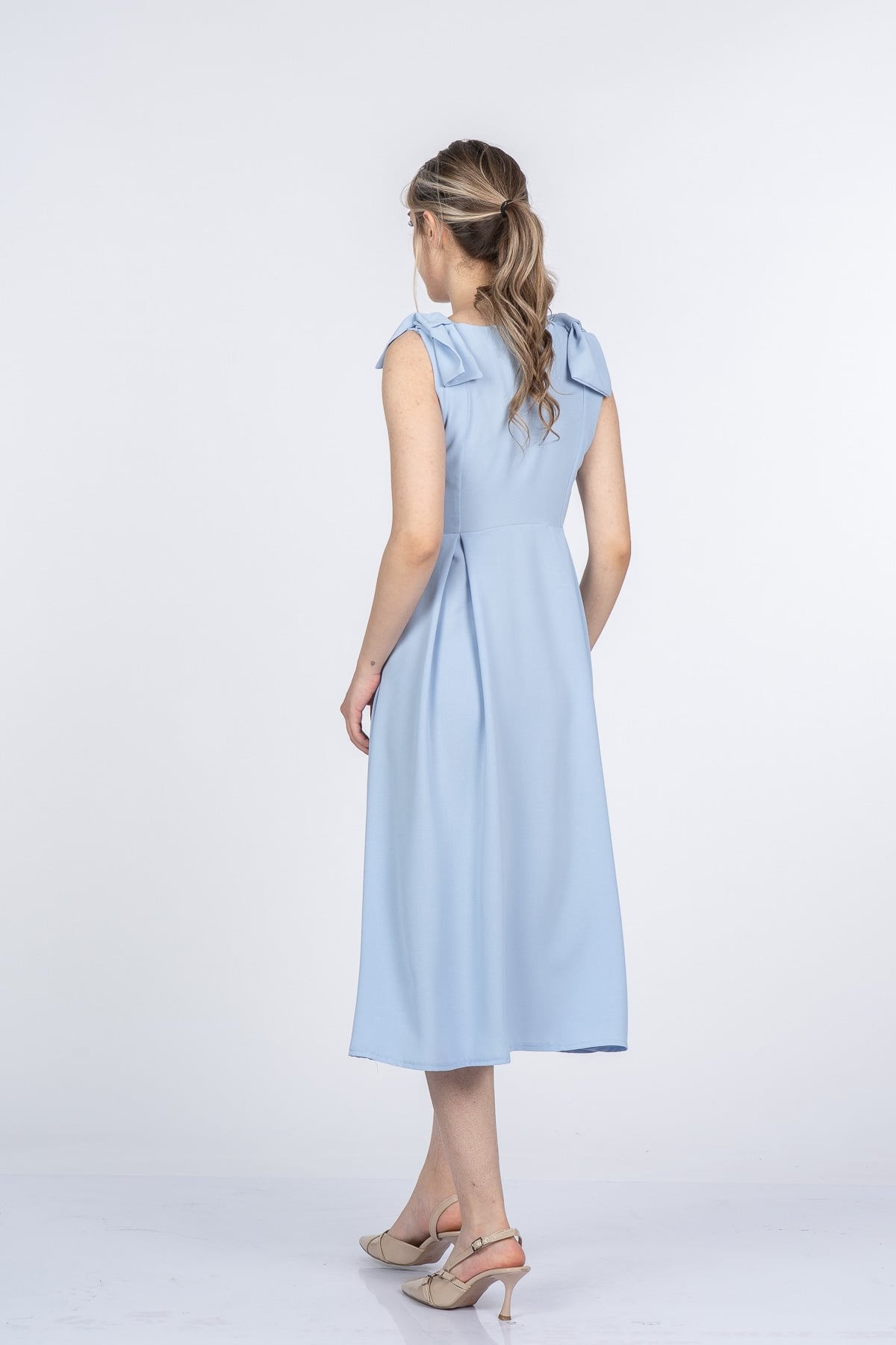 Noemi Soft Kumaş Omuz Fiyonklu Elbise 50407