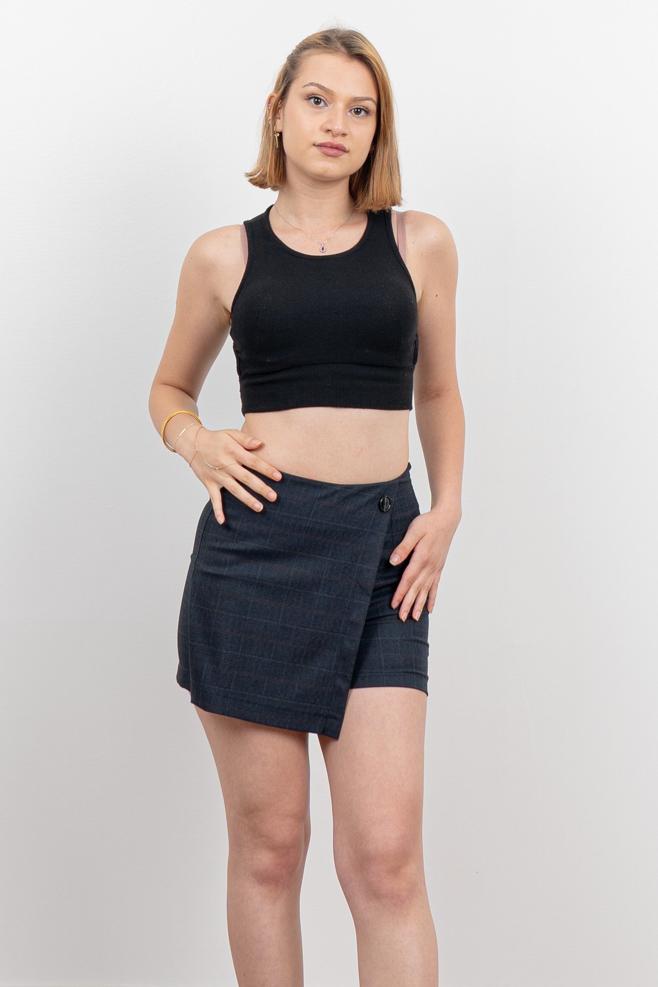 Ön Kruvaze Mini Şort Etek 30167