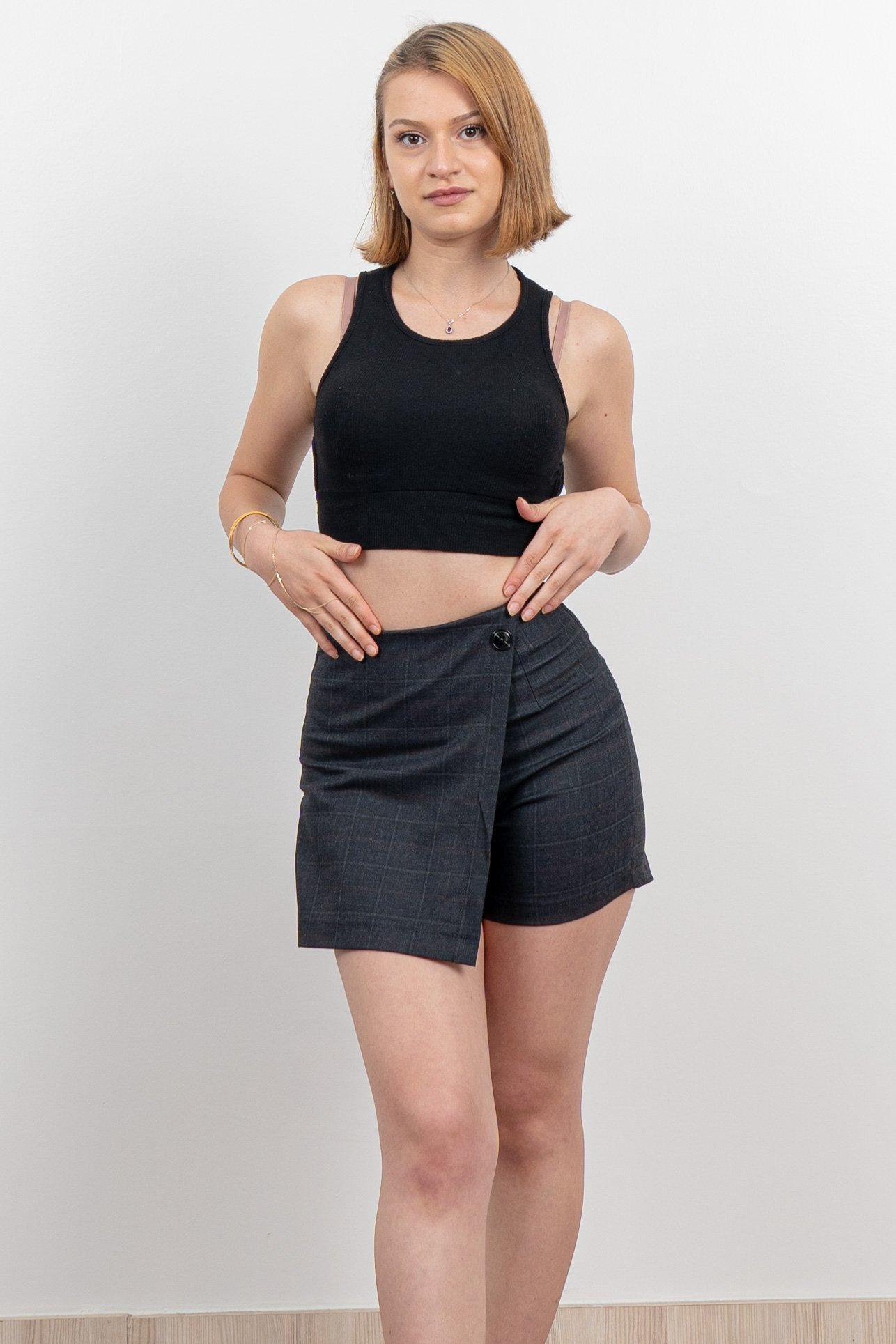 Ön Kruvaze Mini Şort Etek 30167