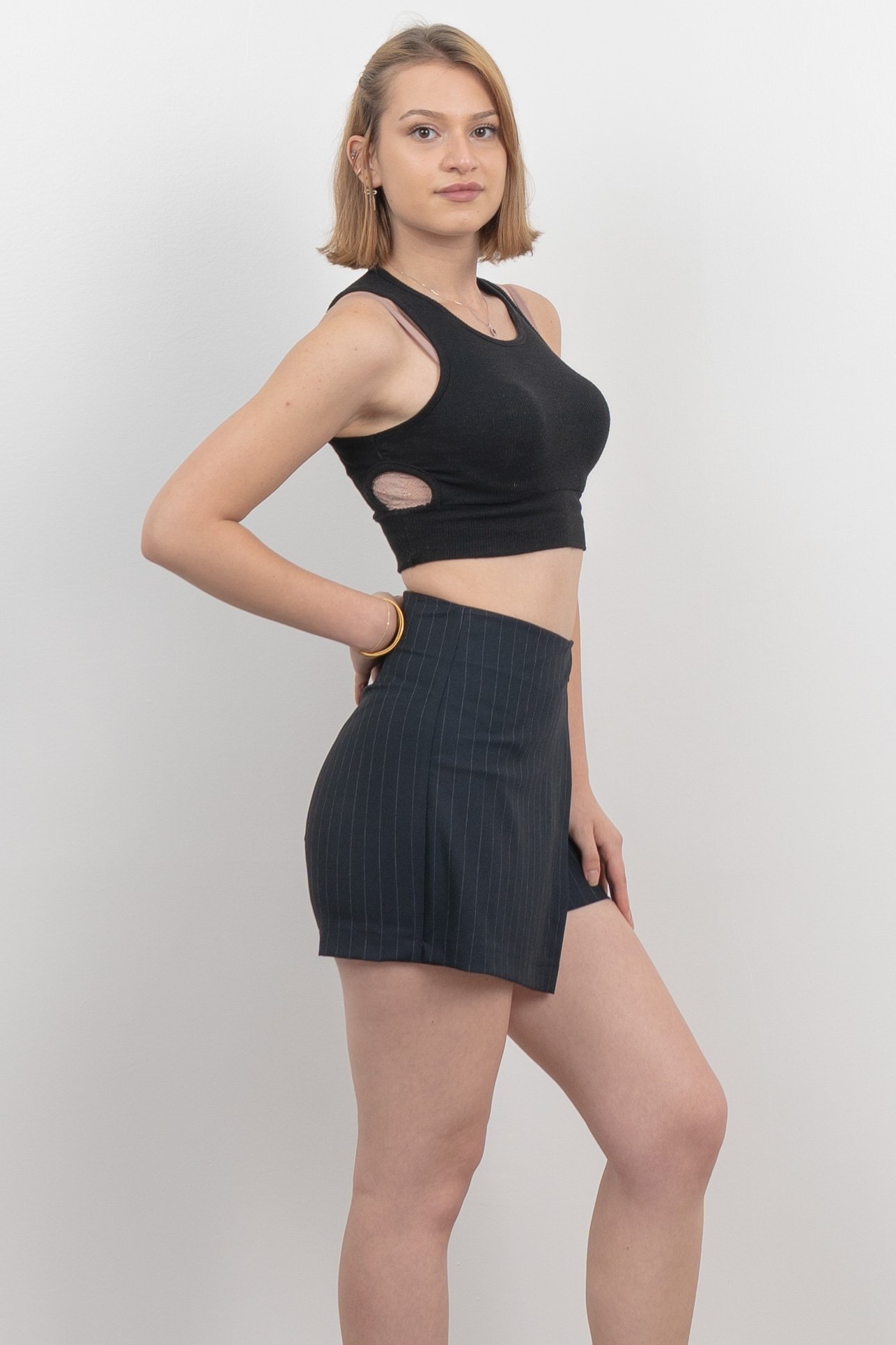 Ön Kruvaze Mini Şort Etek 30167