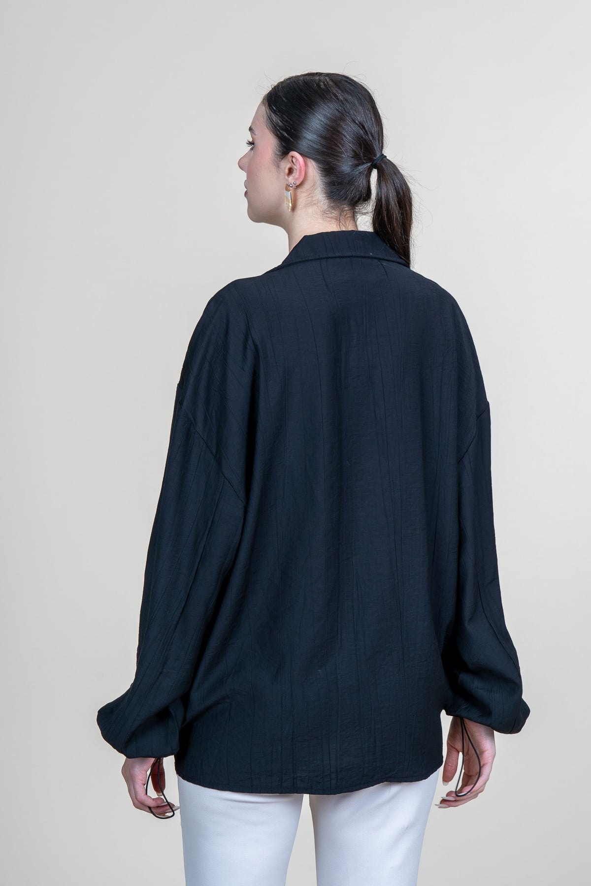 Ön VE Kol İp Büzgü Detaylı Oversize Trend Gömlek 70070