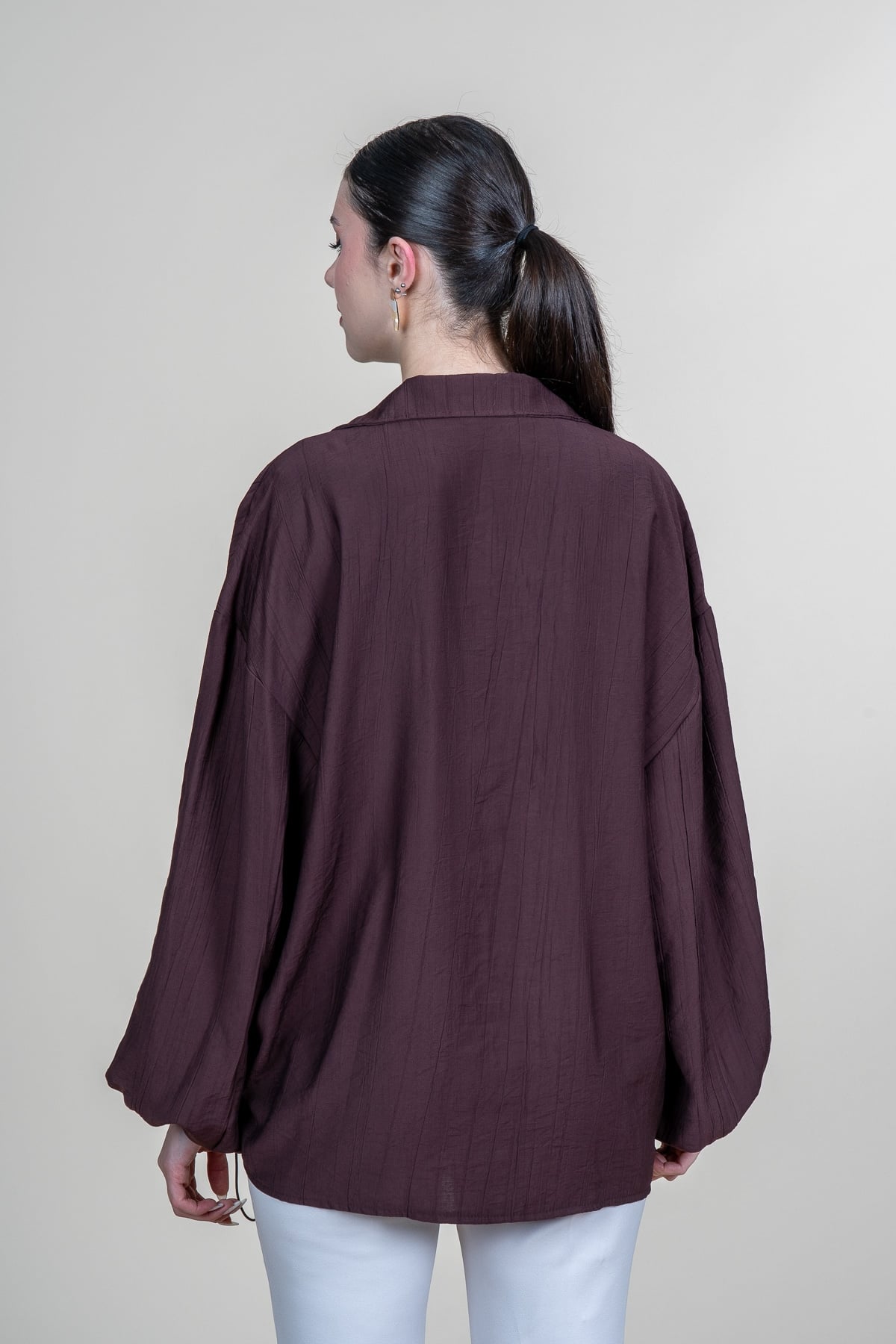 Ön VE Kol İp Büzgü Detaylı Oversize Trend Gömlek 70070