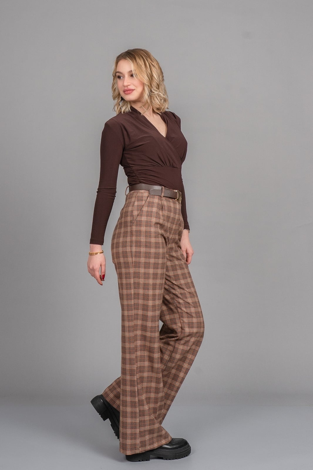 Önü Pileli Bol Paça Pantolon 30329