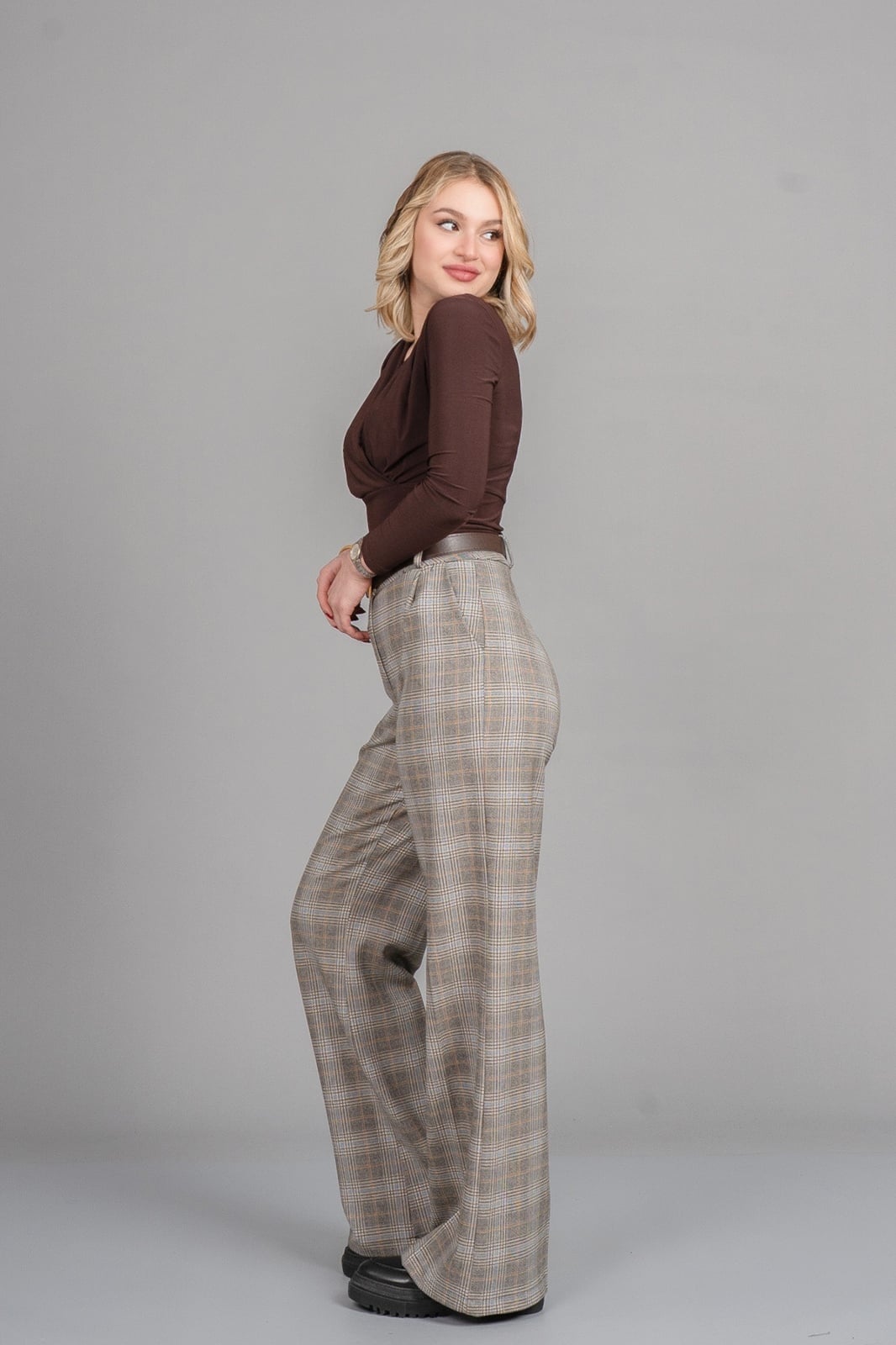 Önü Pileli Bol Paça Pantolon 30329