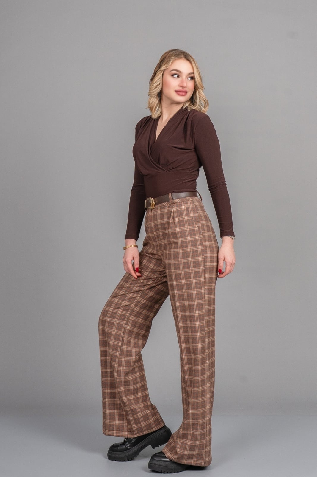 Önü Pileli Bol Paça Pantolon 30329