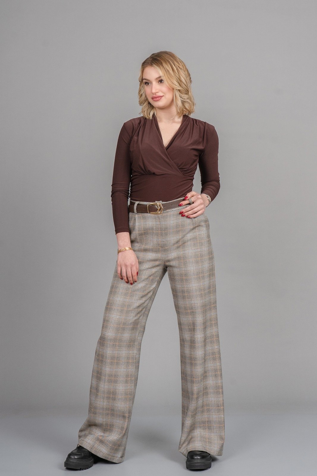 Önü Pileli Bol Paça Pantolon 30329
