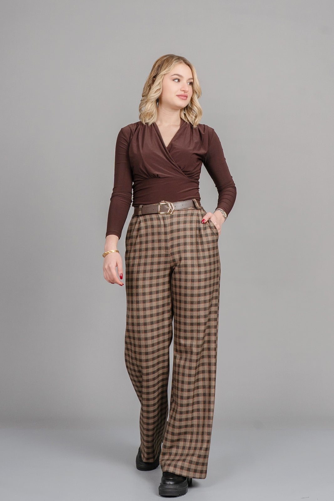 Önü Pileli Bol Paça Pantolon 30329
