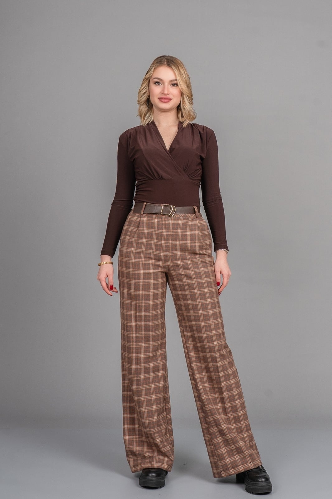 Önü Pileli Bol Paça Pantolon 30329
