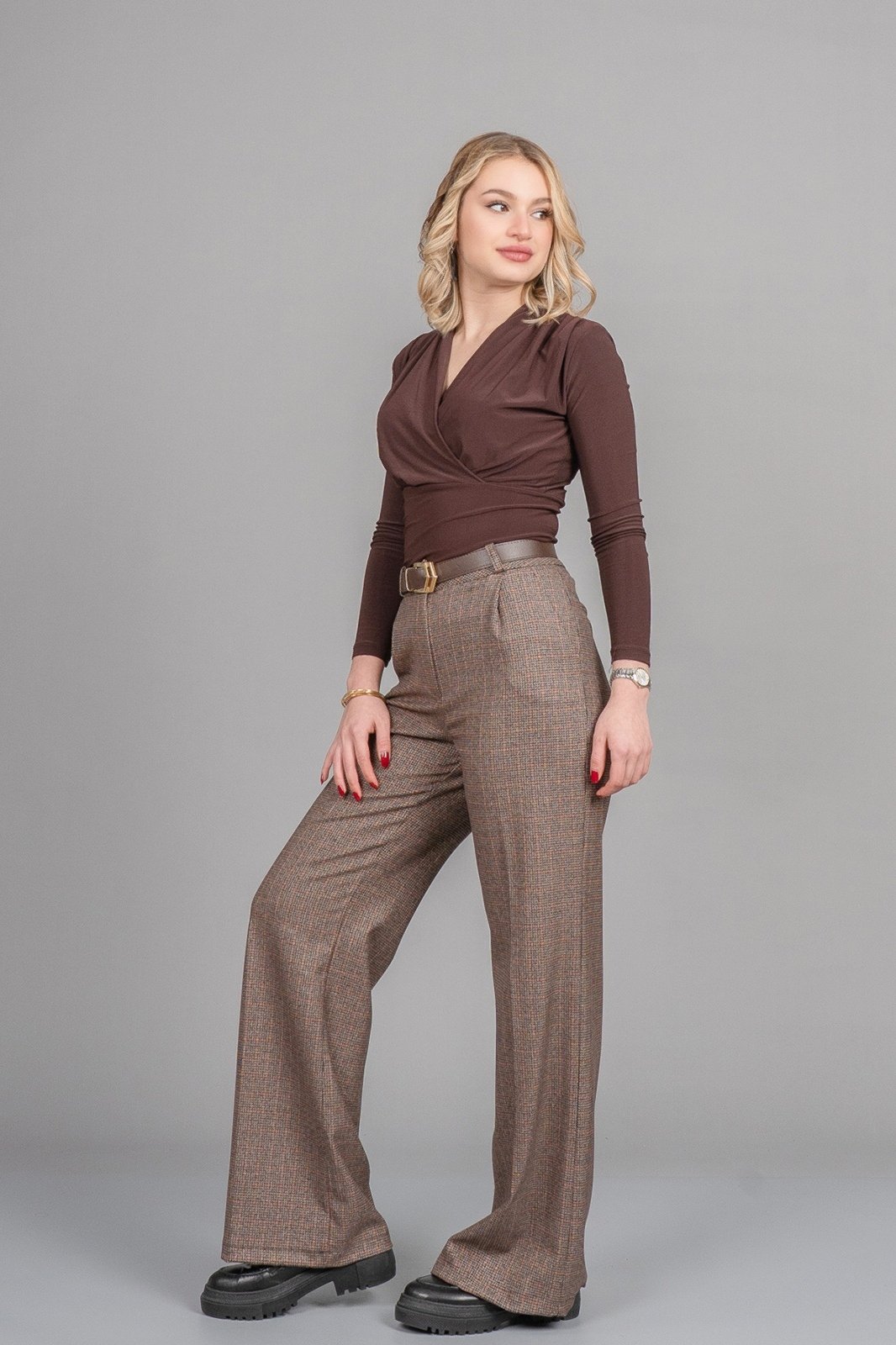 Önü Pileli Bol Paça Pantolon 30329