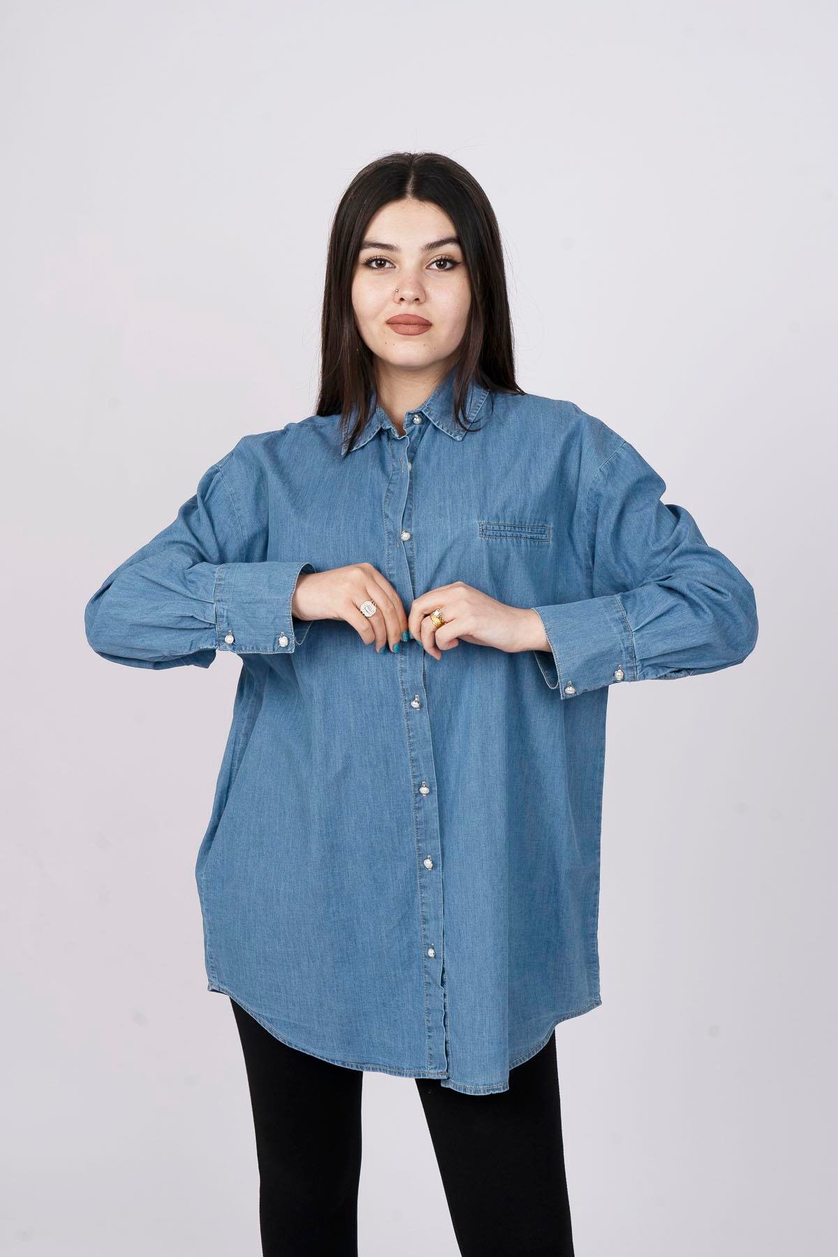 Pedo Cepli Denim Kot Gömlek 7975