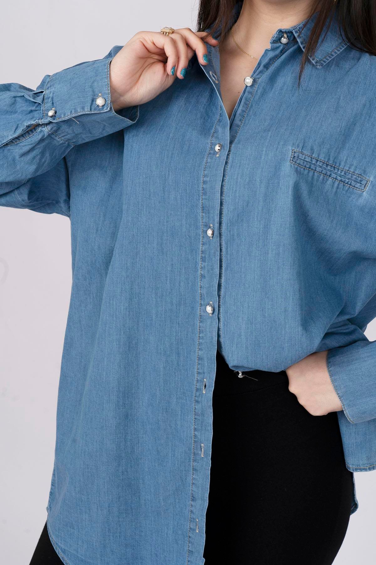 Pedo Cepli Denim Kot Gömlek 7975