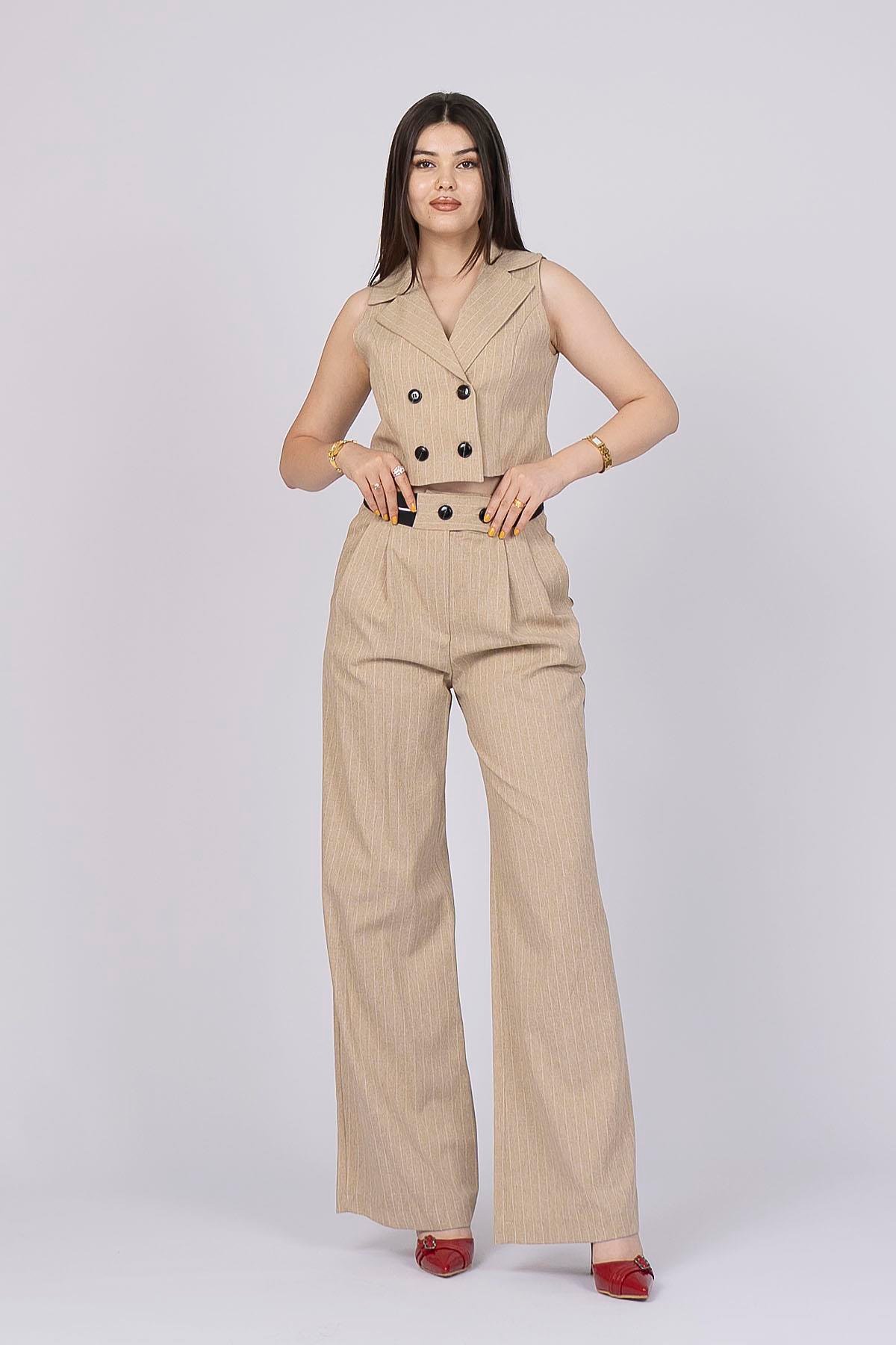 Poplin Garnili Yelek Panatolon Takım 1099
