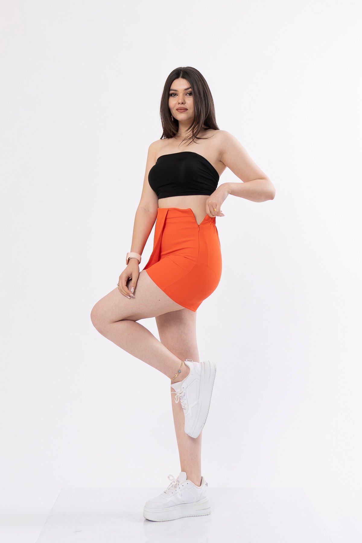 Şort Etek Beli Lastikli Ve Likralı İç Göstermez Trend Model 30152