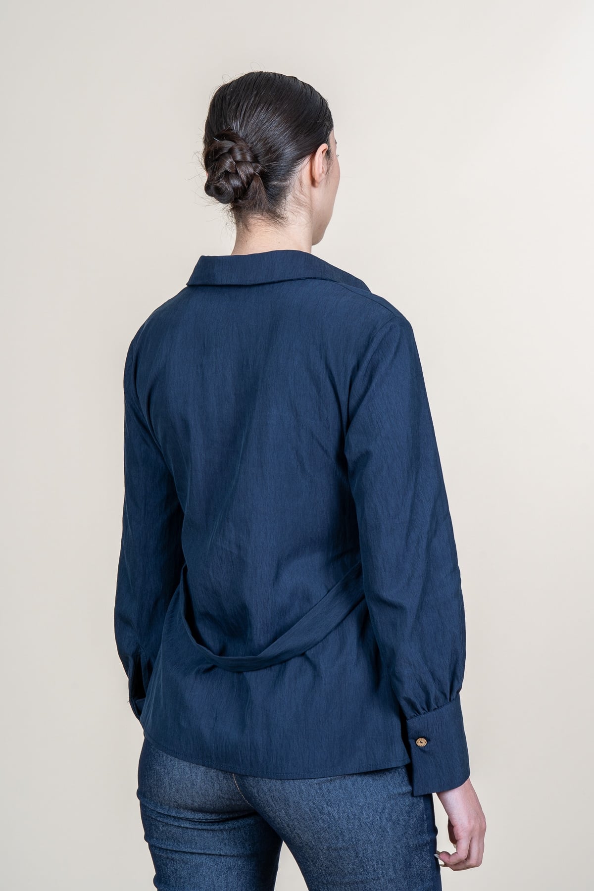 Tencel Beli Kuşaklı Uzun Kollu Trend Gömlek 70062