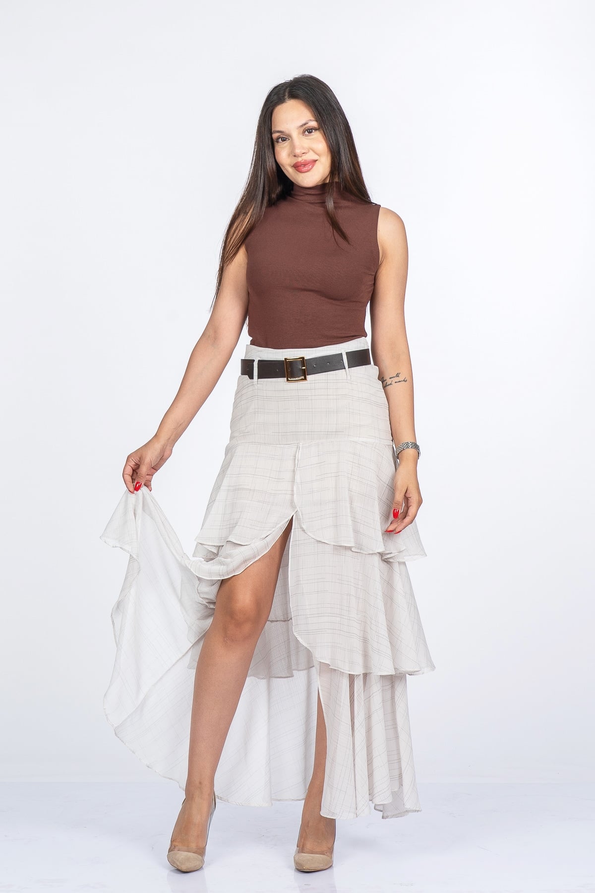Trend Model Kemerli Çingene Etek 6879