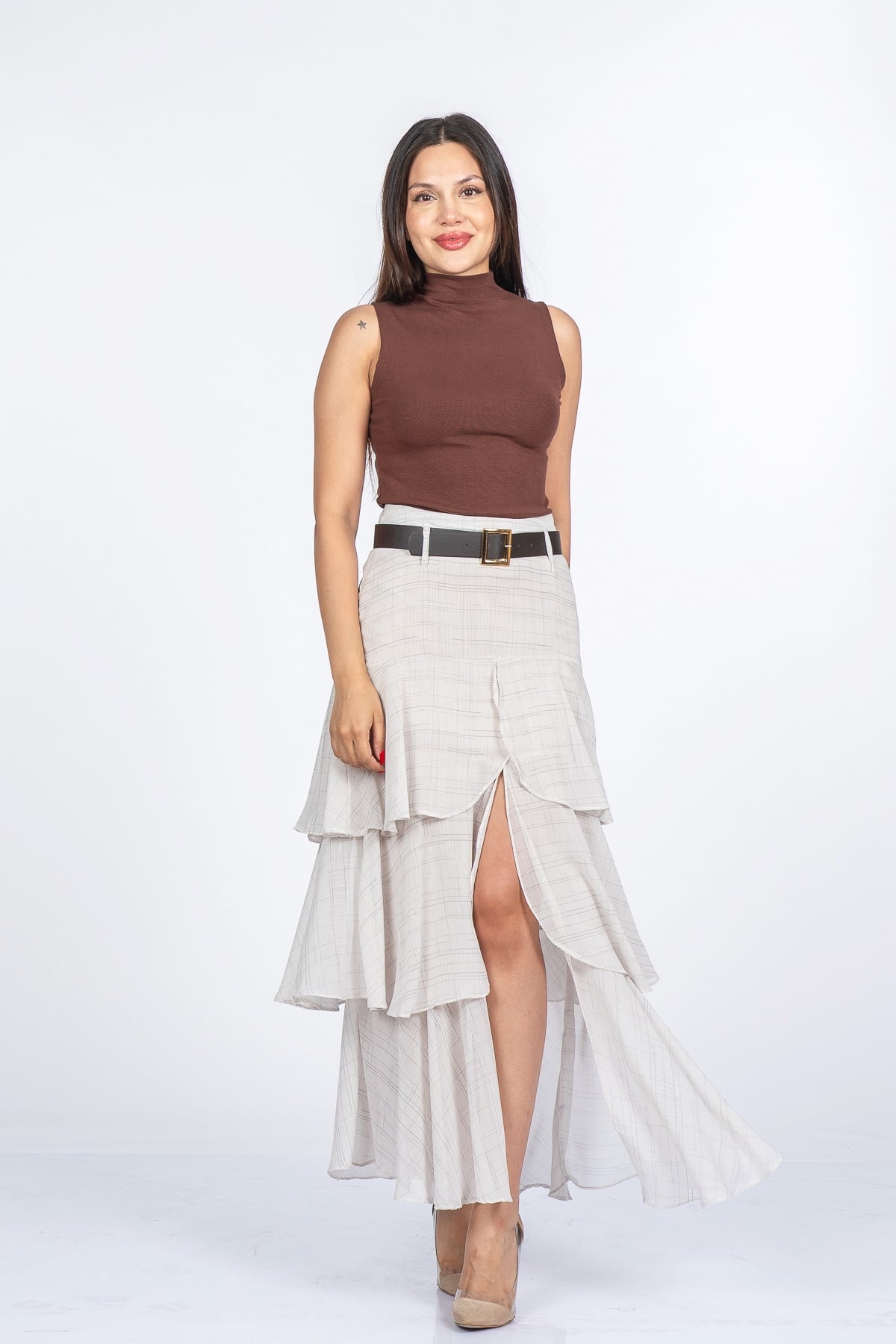 Trend Model Kemerli Çingene Etek 6879
