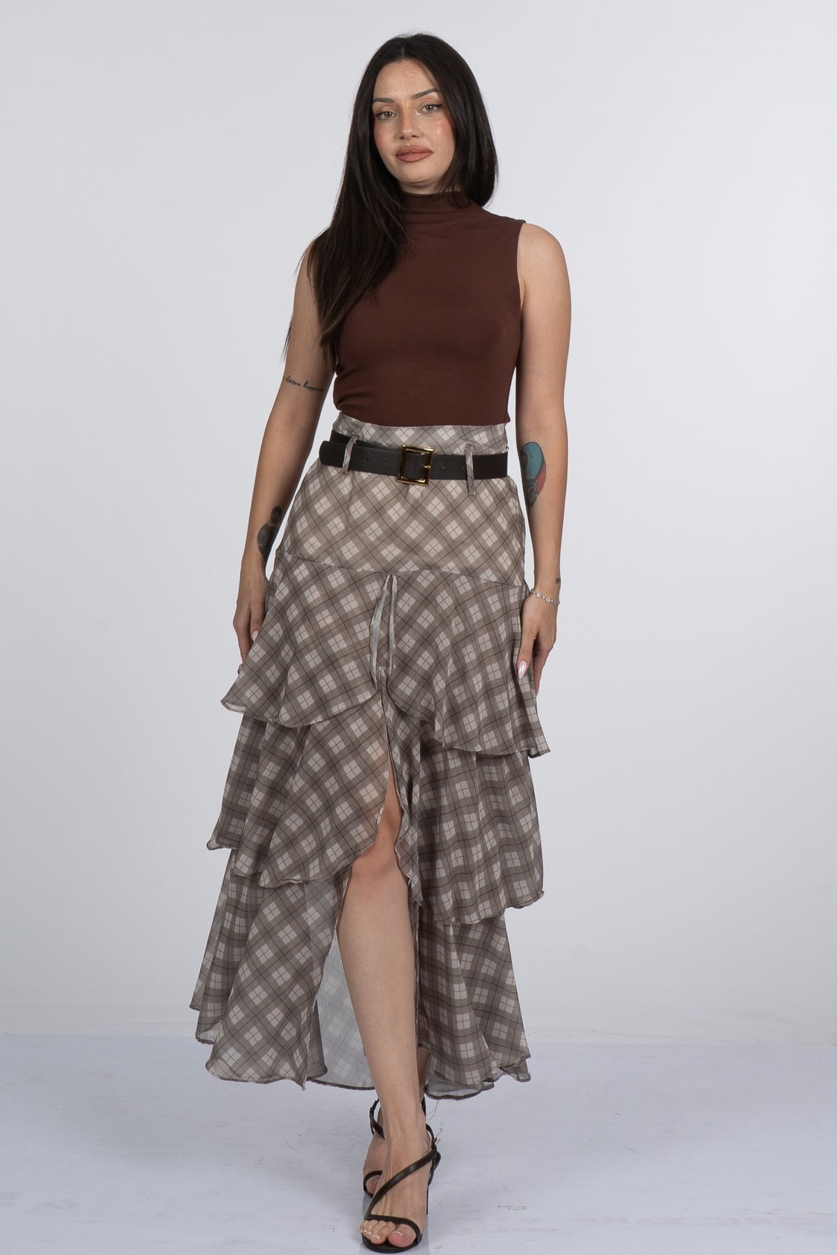 Trend Model Kemerli Çingene Etek 6879