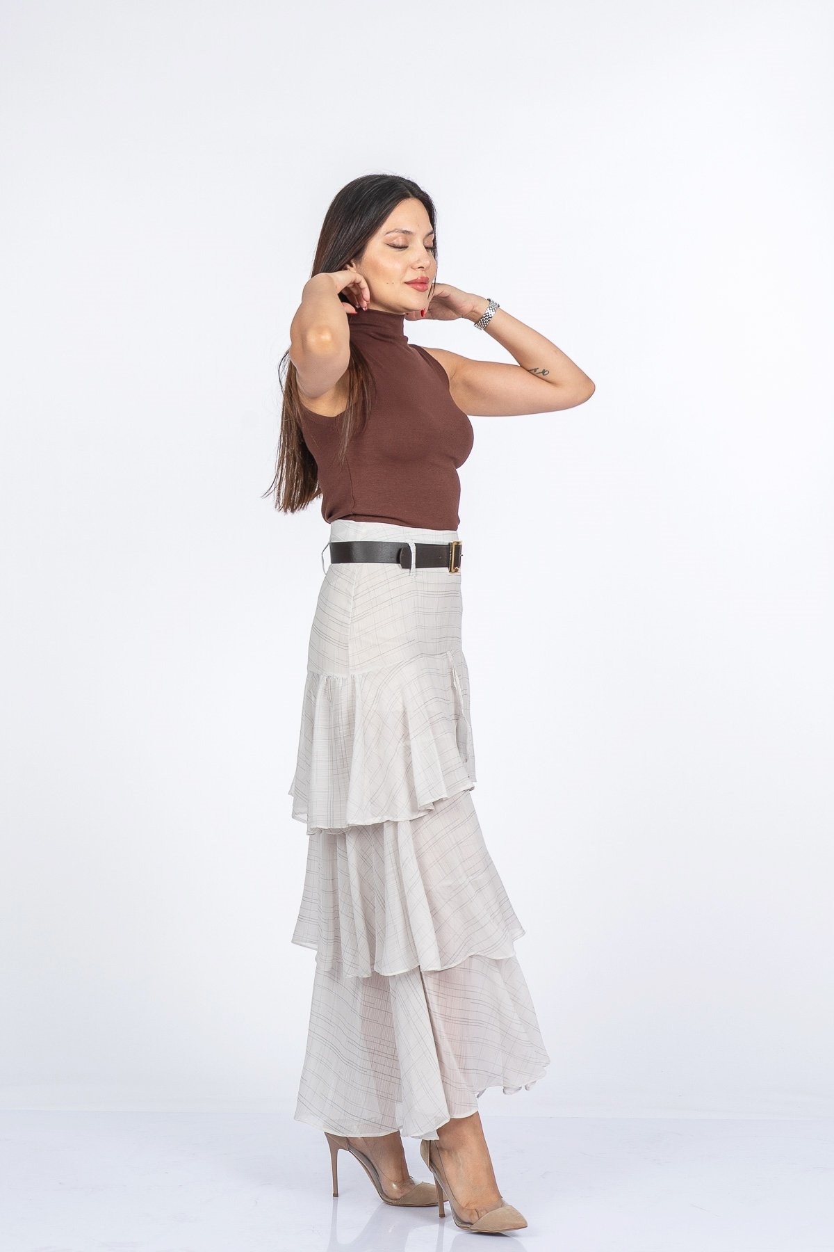 Trend Model Kemerli Çingene Etek 6879