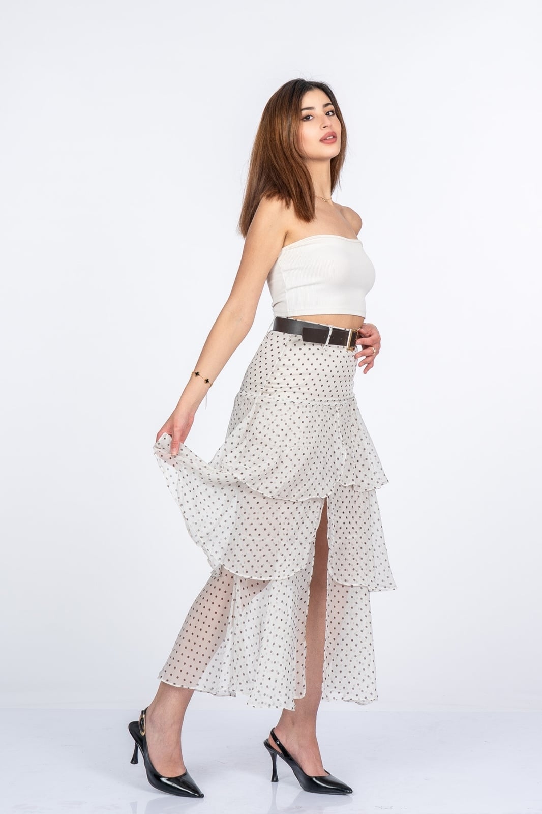 Trend Model Kemerli Çingene Etek 6879