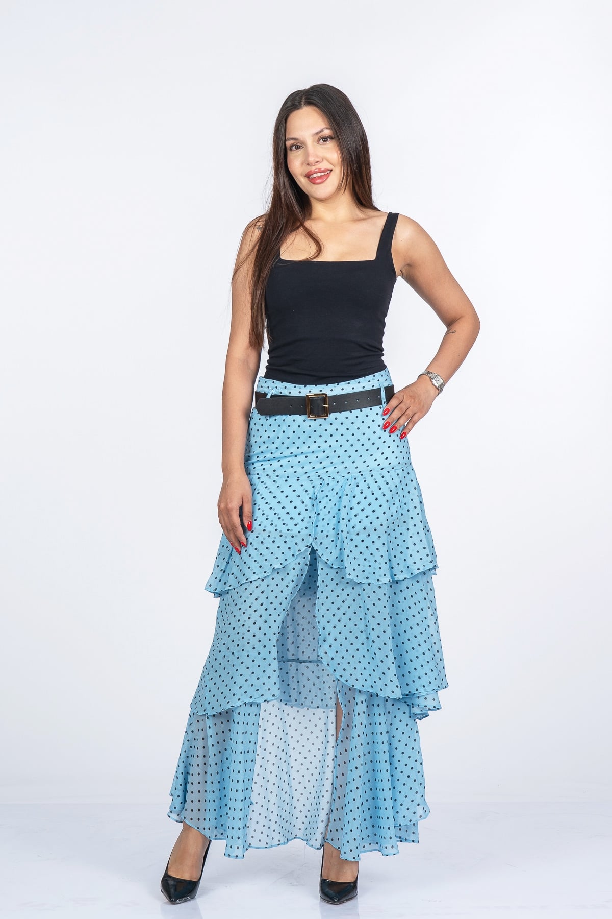 Trend Model Kemerli Çingene Etek 6879