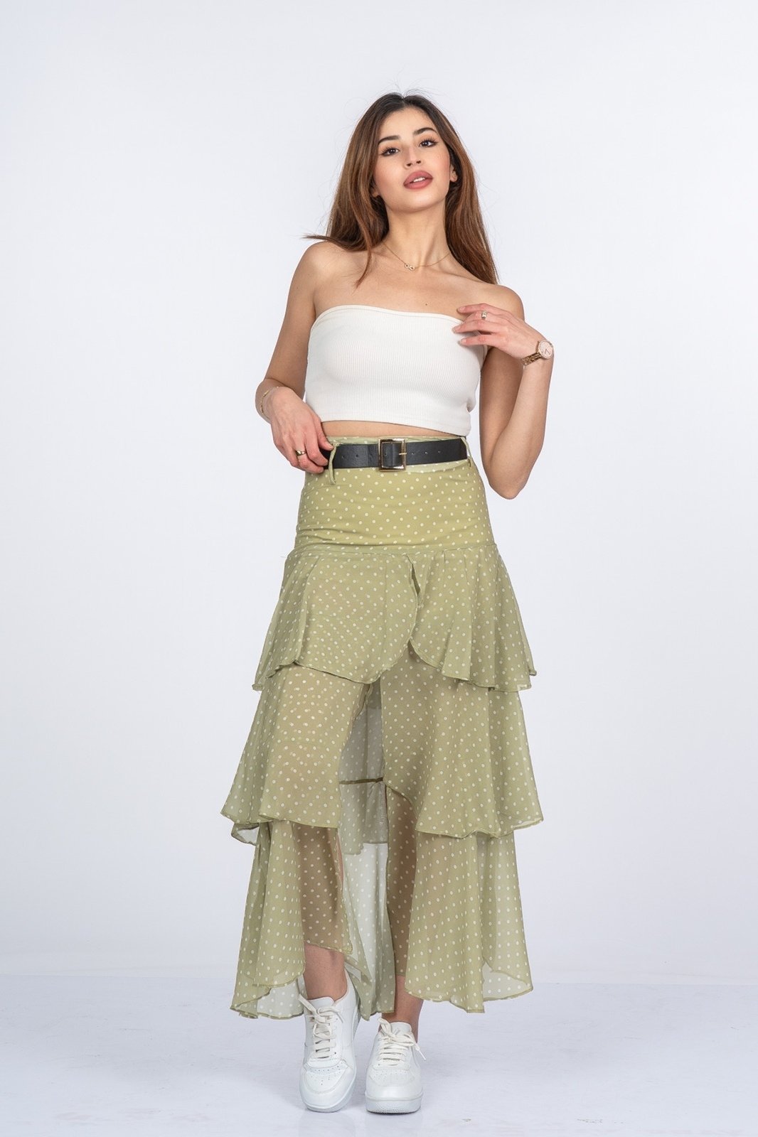 Trend Model Kemerli Çingene Etek 6879