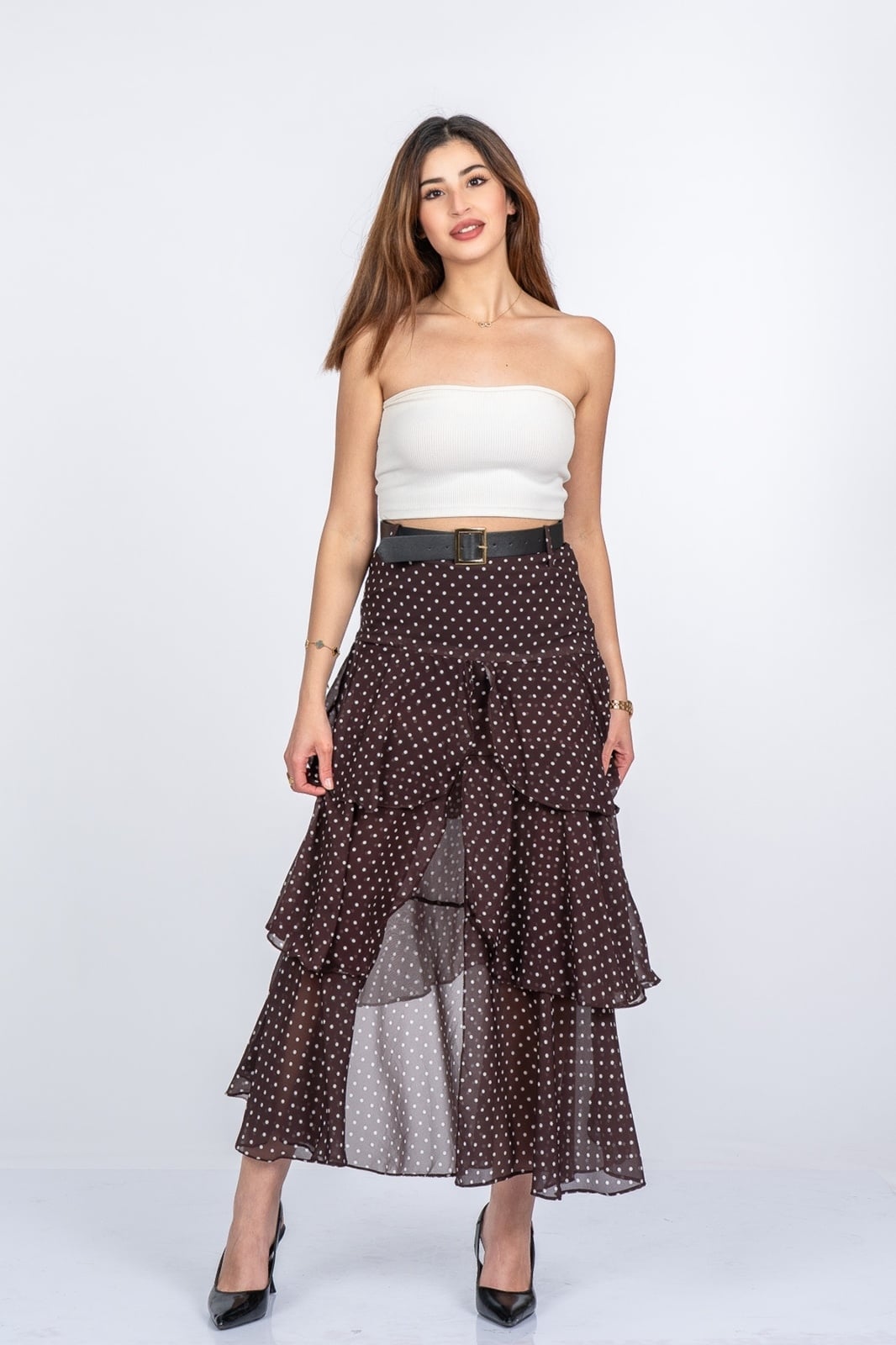 Trend Model Kemerli Çingene Etek 6879
