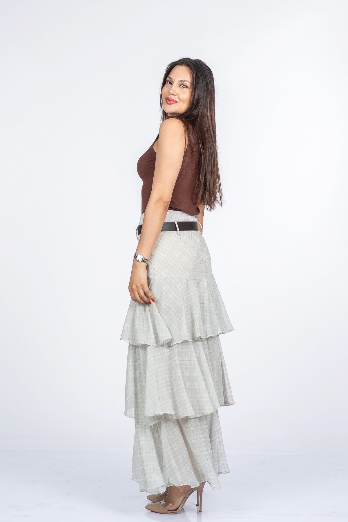 Trend Model Kemerli Çingene Etek 6879