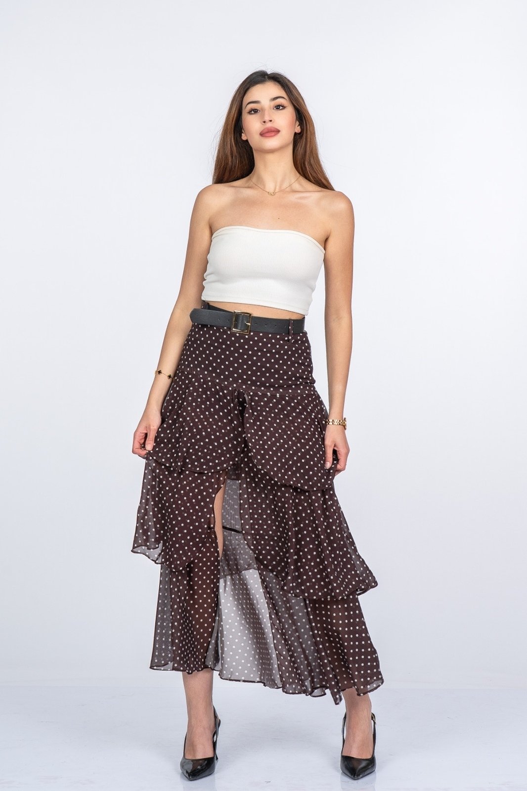 Trend Model Kemerli Çingene Etek 6879