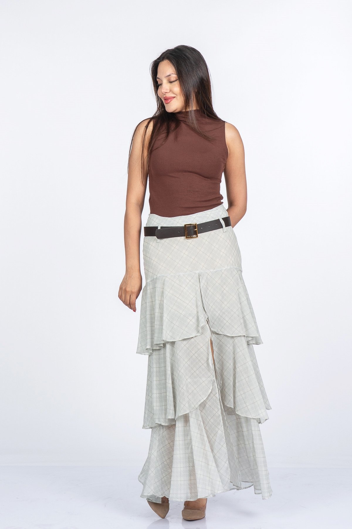 Trend Model Kemerli Çingene Etek 6879