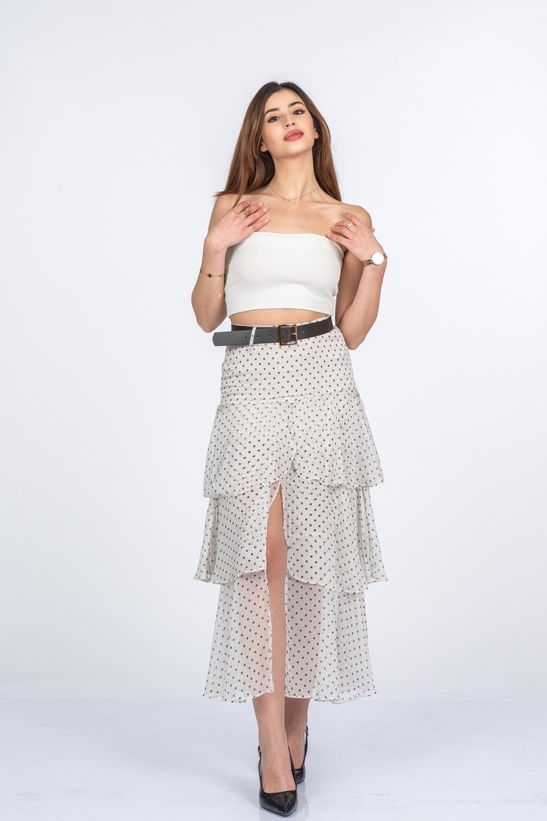 Trend Model Kemerli Çingene Etek 6879