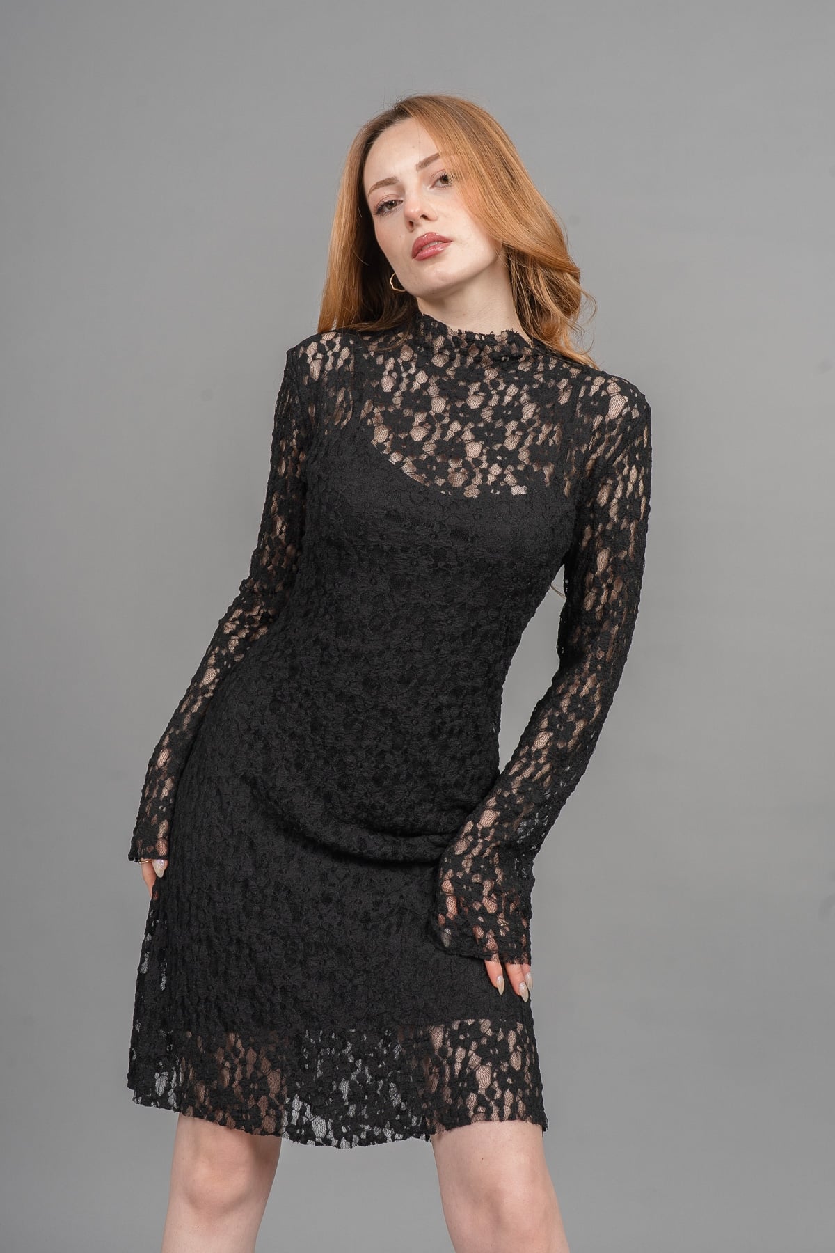 Trend Tül Mini Elbise – Premium Astarlı Form 50359