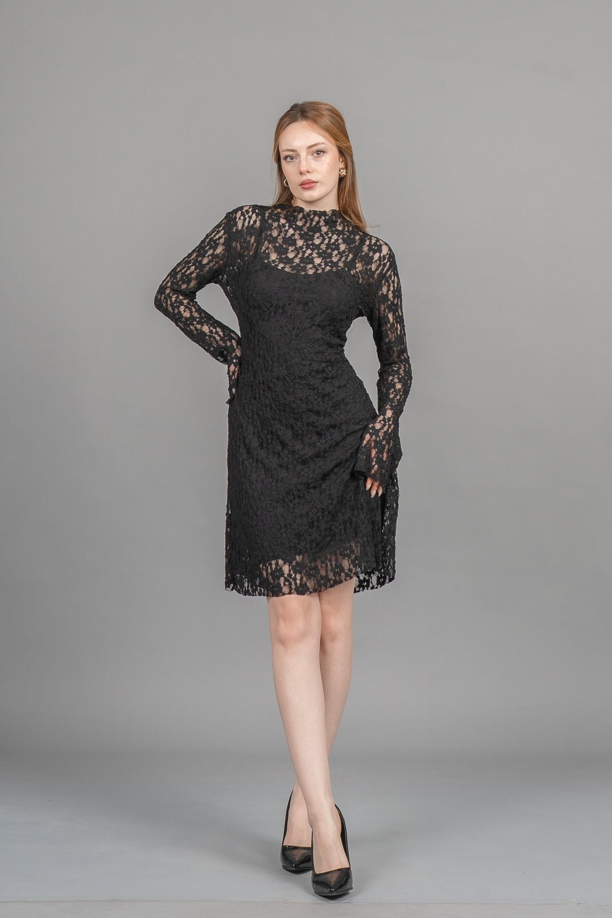 Trend Tül Mini Elbise – Premium Astarlı Form 50359