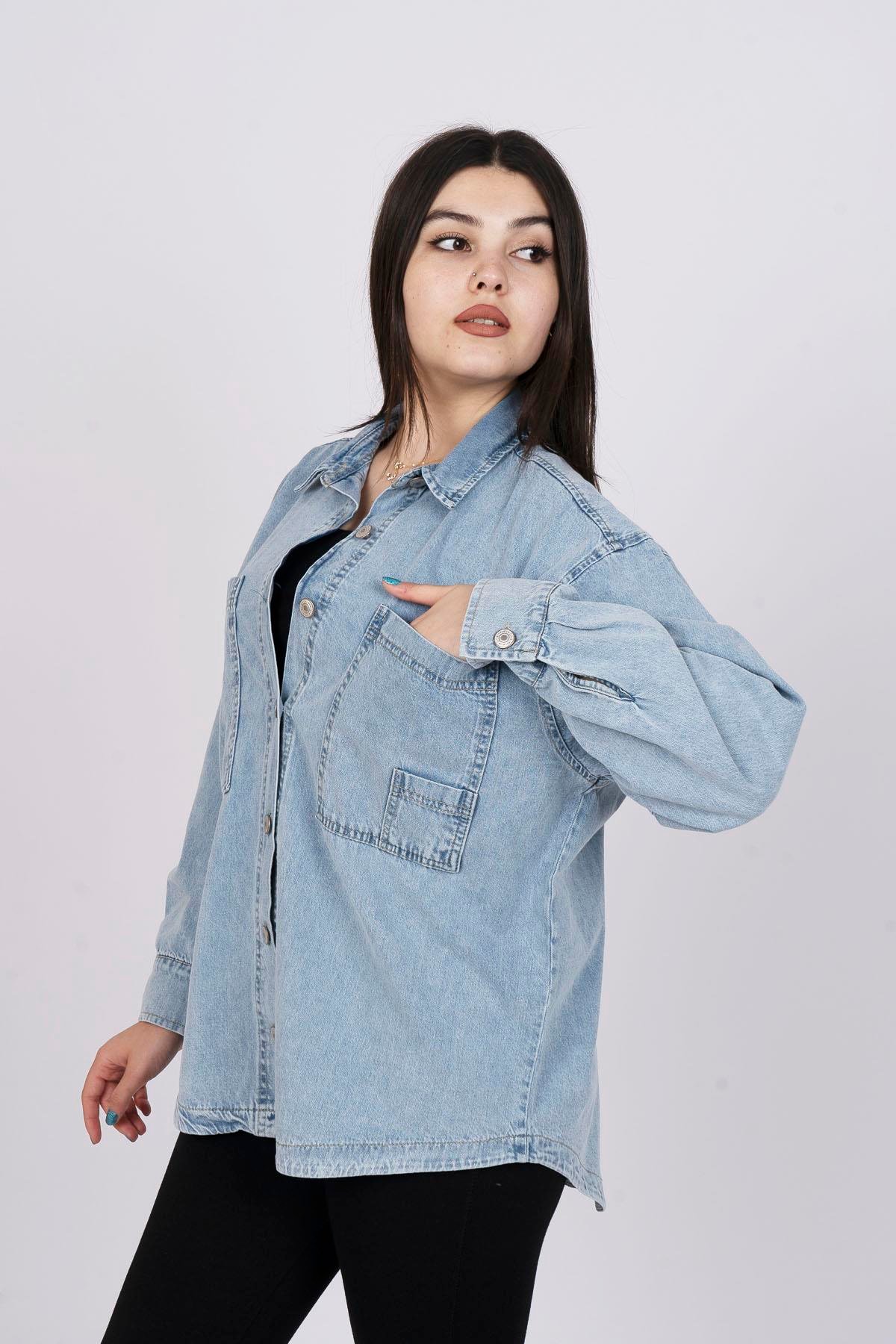 Uzun Kollu Denim Kot Gömlek