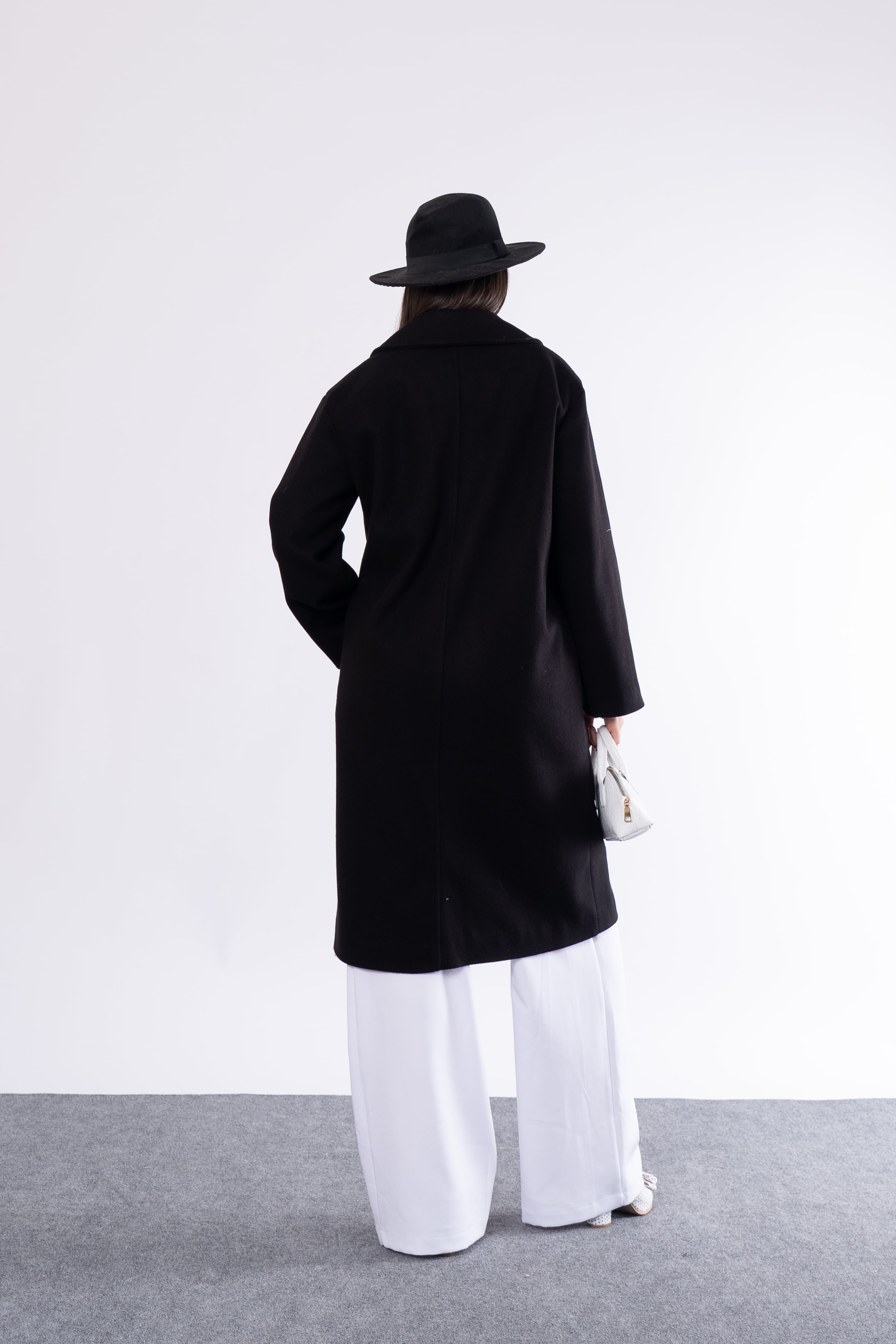 Trend Midi Boy Düğmeli Astarlı Uzun Kaban 2584