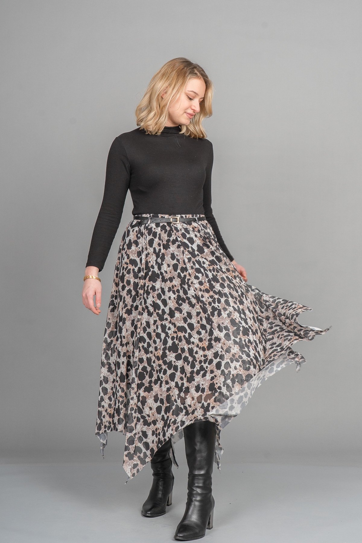 Vogue Asimetrik Tül Elegance Etek 6849