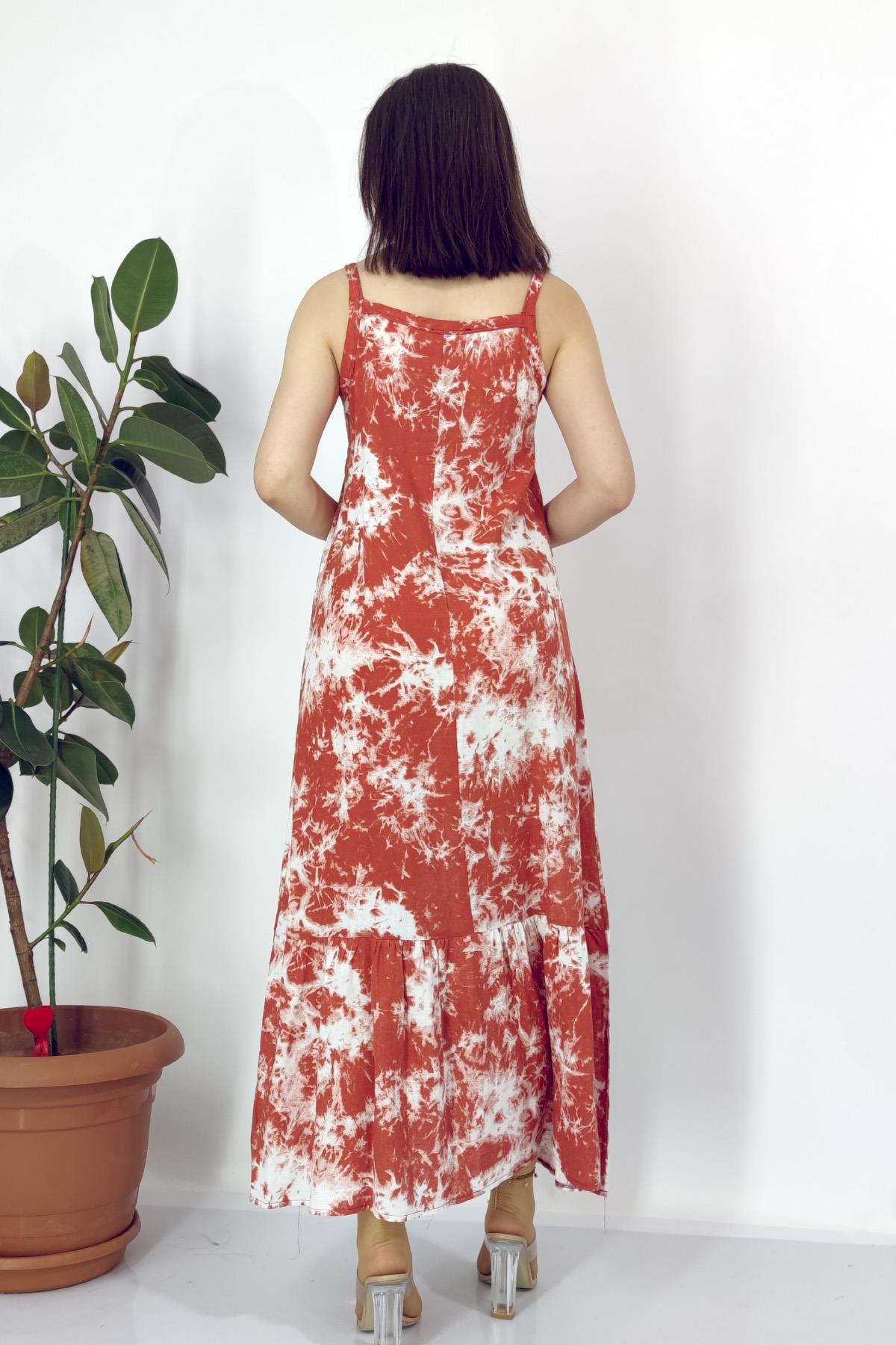 Y-50122  İP ASKILI  UZUN  ELBİSE