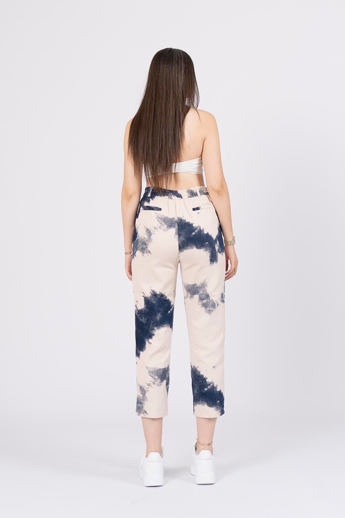 Yazlık Beli Lastikli Kot Gabrdin Kısa Pantolon