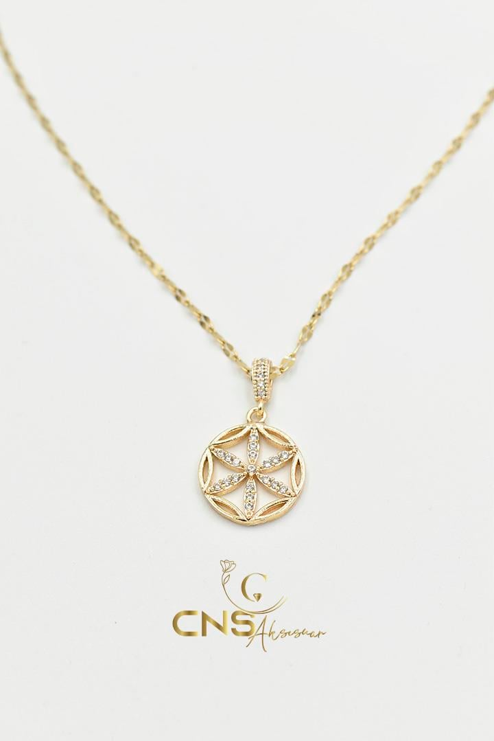 Minimal 14K Yonca Figür Kolye