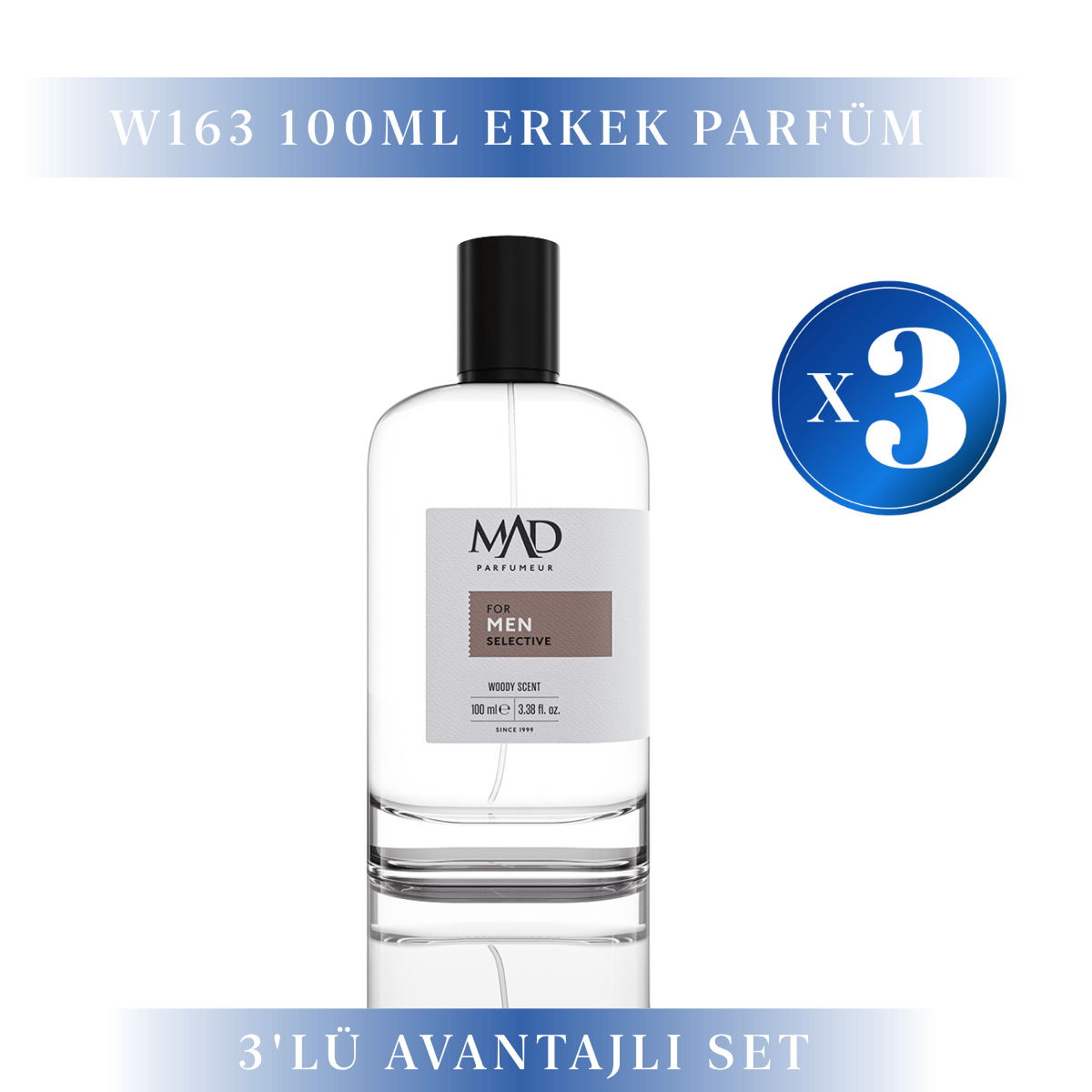Mad Parfüm 3 Adet 100 ml W163 Selective Erkek Parfüm SetiMad Parfüm100 ml