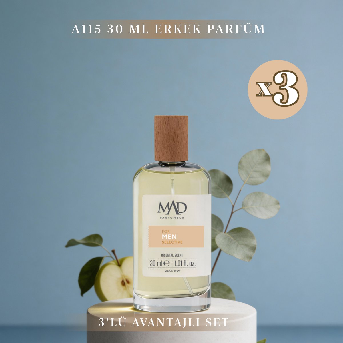 Mad Parfüm 3 Adet 30 ml A115 Erkek Parfüm SetiMad Parfüm30 ml