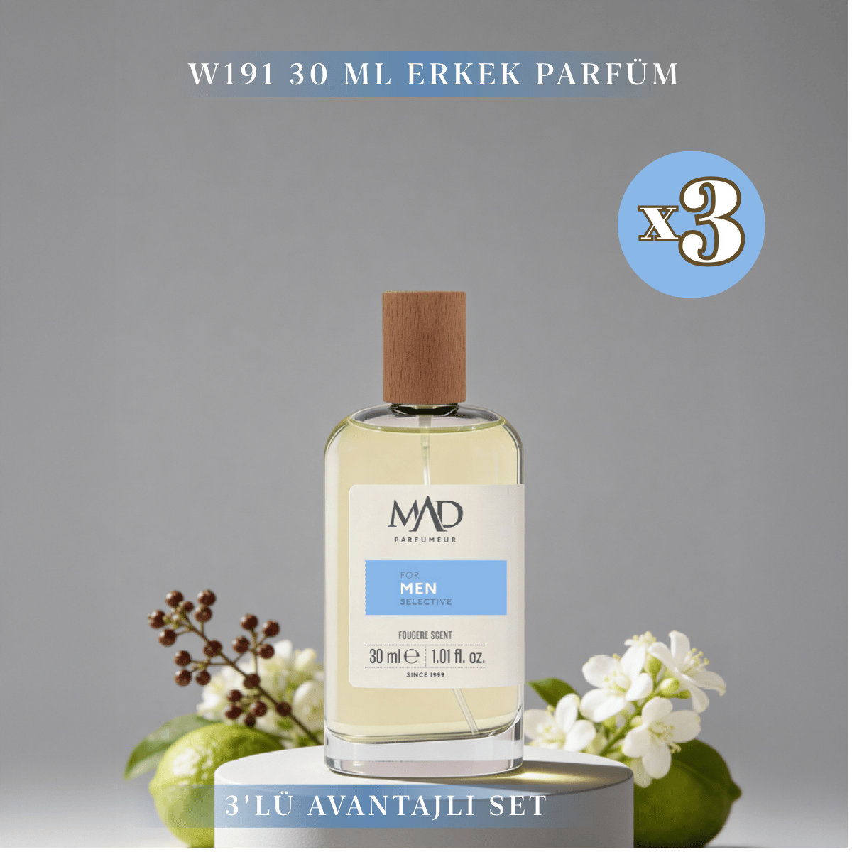Mad Parfüm 3 adet 30 ml W191 Erkek Parfüm SetiMad Parfüm30 ml
