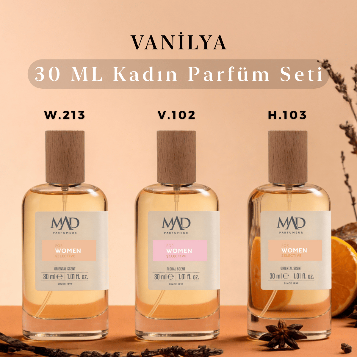 Mad Selective Kadın Vanilya Parfüm Seti – 30 ml Üçlü SetMad Parfüm30 ml