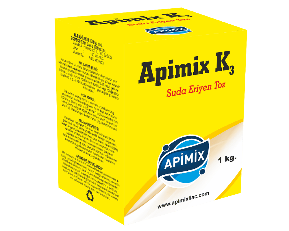 Apimix K3 1 Kg | Vitamin K3 ve Aminoasit Destekleyici – Kanatlı ve Buzağı