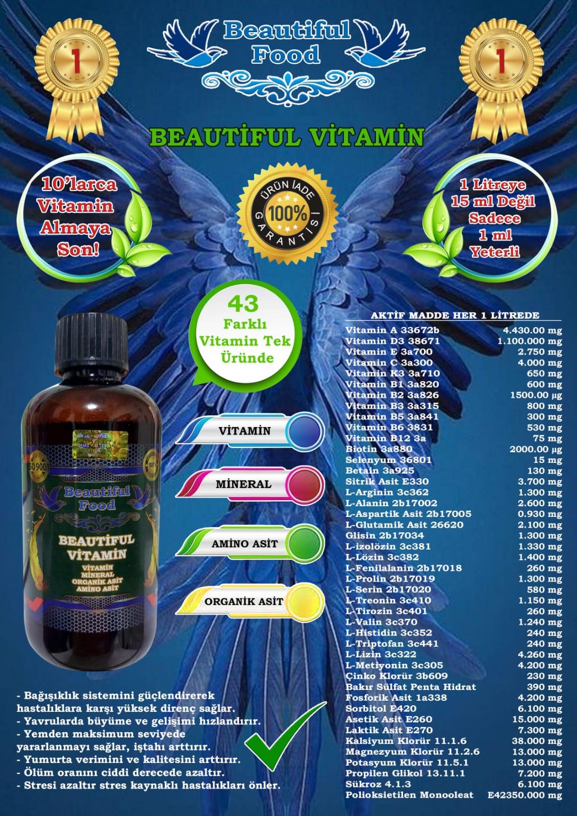 Beautiful Vitamin - Mineral - Aminoasit Karışımı 100 ML