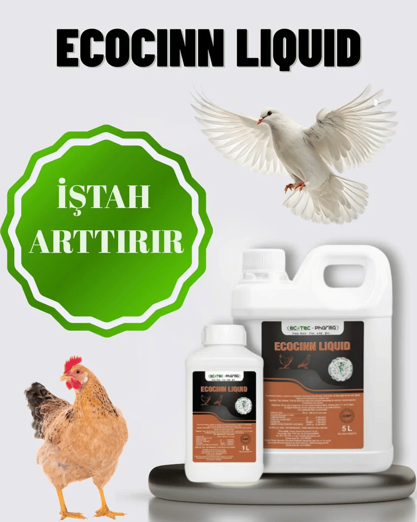 Ecocinn Liquid 1 Litre | Kanatlılar İçin Sindirim, Solunum ve İştah Artırıcı Destek