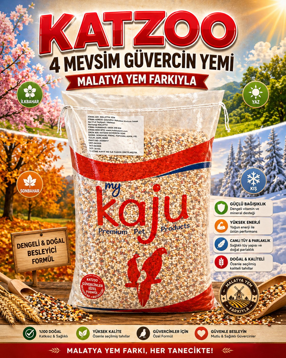 Malatyayem Özel Karışık Güvercin Yemi 20 Kg